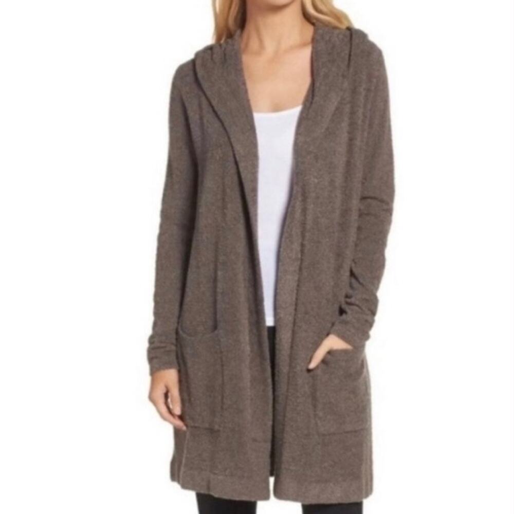 BAREFOOT DREAMS Cozychic LiteCoastal Hooded Cardigan Brown Size Large / XL
